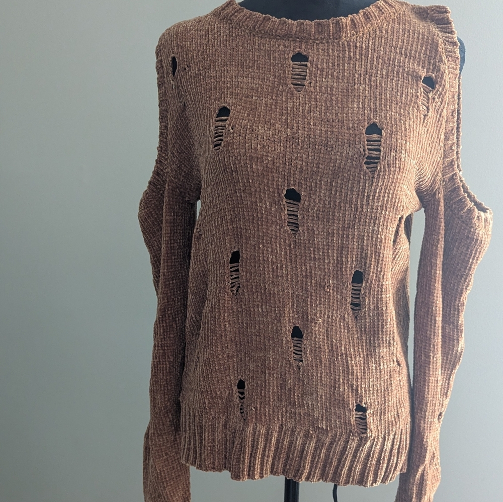 Ten Sixty Sherman Tan Off-the-Shoulder Sweater